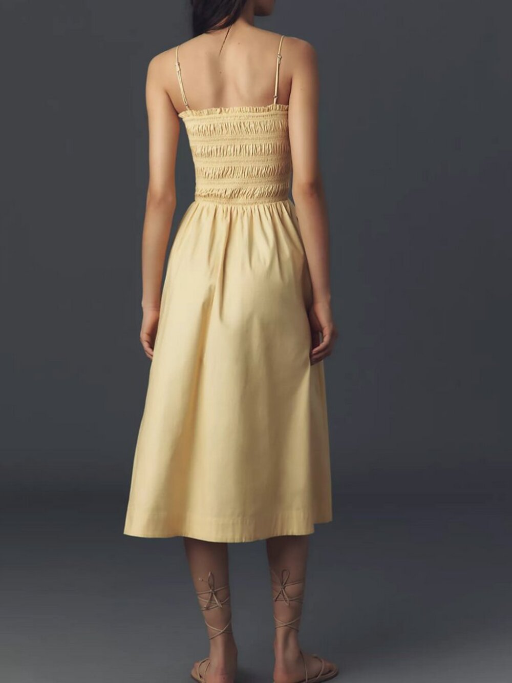 Reformation Kerrie Midi Dress - Parmesan Light Yellow Causal Summer French - Picture 3 of 10